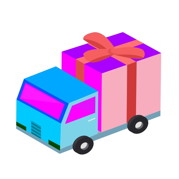 2.5D禮物車素材可商用