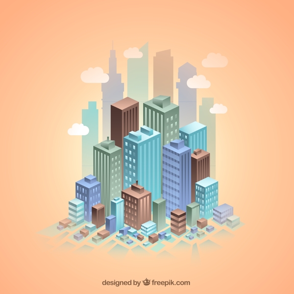 3D時(shí)尚都市樓群設(shè)計(jì)矢量素材