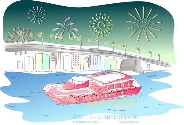兒童線條插畫小孩游玩卡通童話韓國花紋時(shí)尚花紋底紋矢量素材矢量圖片HanMaker韓國設(shè)計(jì)素材庫