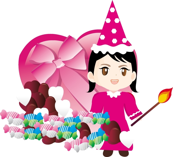 韓國情人節(jié)小女孩AI矢量圖