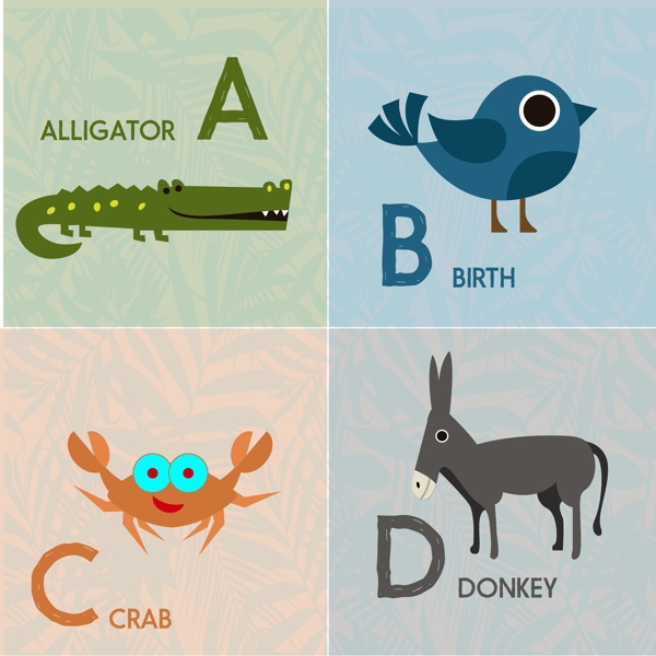 可爱的动物字母组