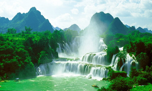 3D桂林山水瀑布背景墙
