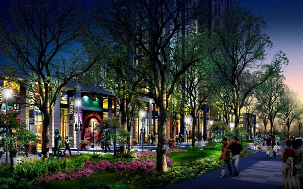 商業(yè)廣場夜景廣告效果圖圖片