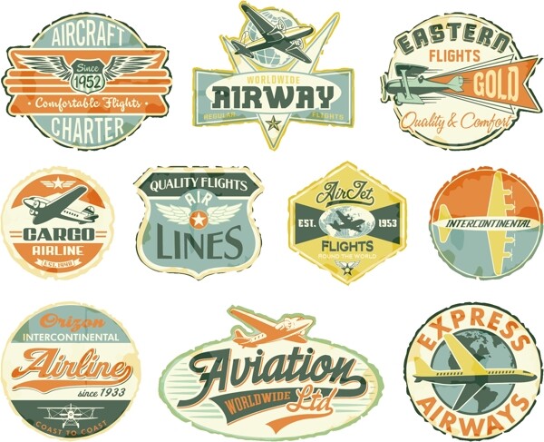 复古航空标签图片