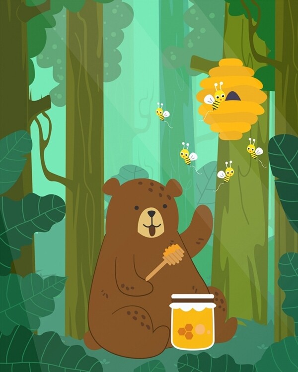 树林里的棕熊和蜂蜜图片