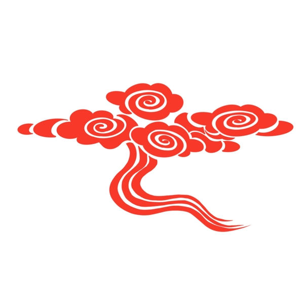 手繪中國風紅色云紋免扣素材