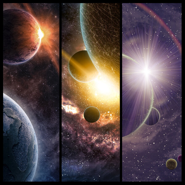 宇宙中的星球和光芒