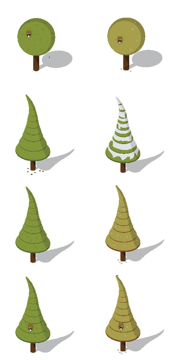 时尚清新绿色树木插画