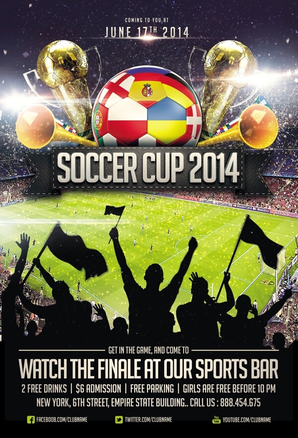 巴西世界杯宣传海报psd素材图片