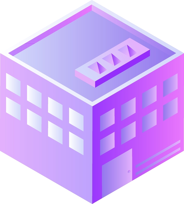 2.5D藍紫漸變房屋建筑裝飾元素