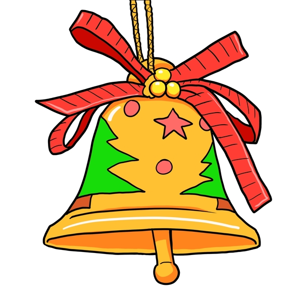 手绘圣诞节装饰铜铃铛插画