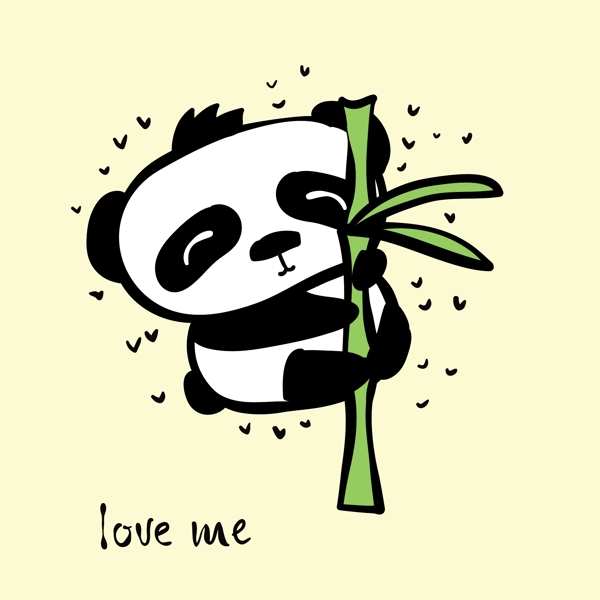 可爱熊猫吃竹子卡通素材