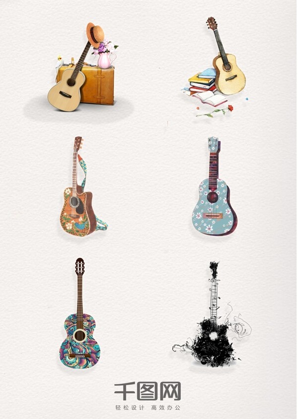 创意艺术吉他元素图案