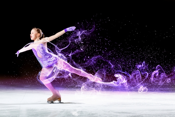 紫色光线花样滑冰女孩图片
