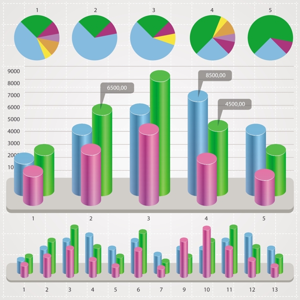 报表财务数据统计分析矢量图片