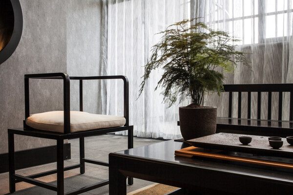 中国风格客厅方形茶几装修效果图