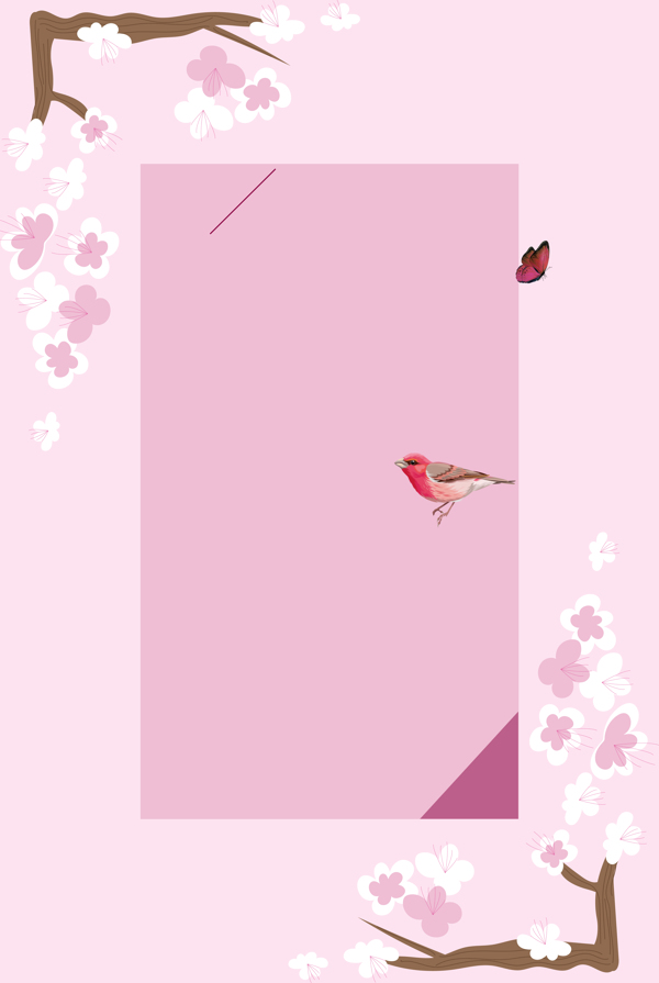 粉色花枝小鸟广告背景图