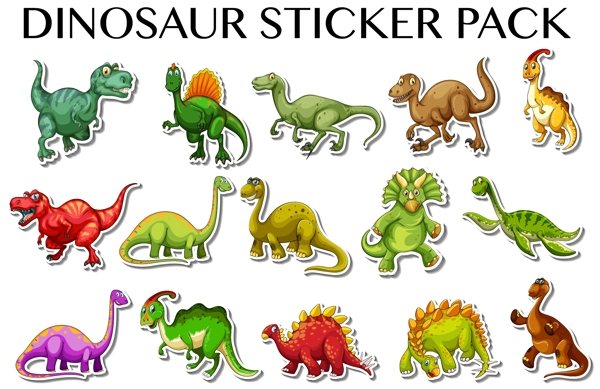 多种卡通恐龙矢量图