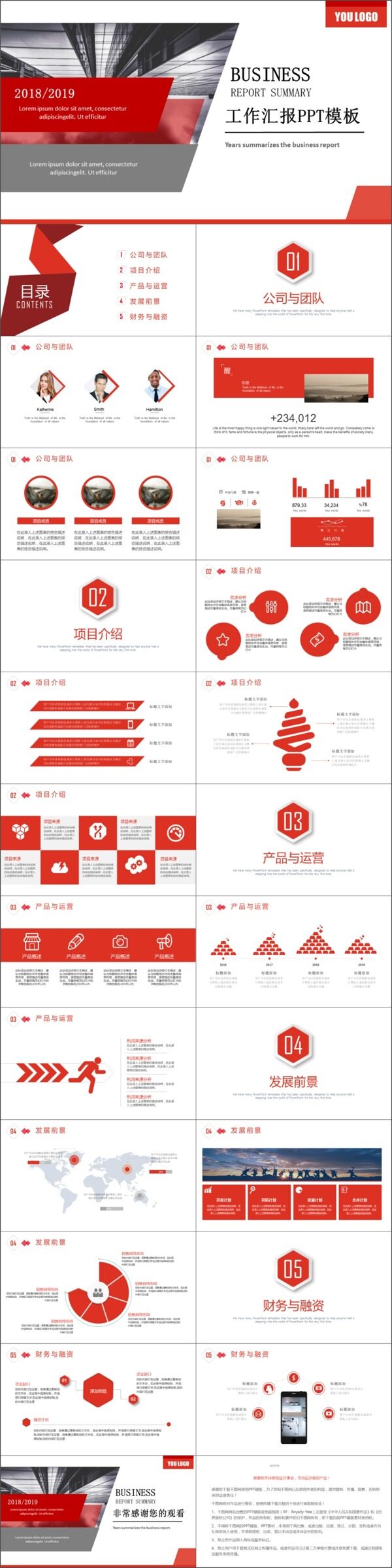 2019紅色歐美簡(jiǎn)約工作匯報(bào)PPT模板