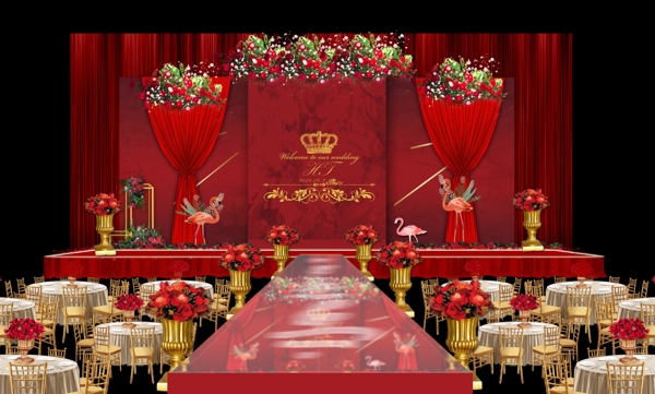 红色婚礼背景素材