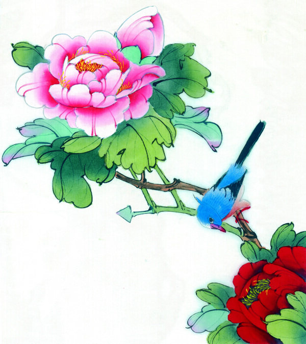 中國(guó)風(fēng)花喜鵲牡丹桃花芍藥小鳥中華藝術(shù)繪畫