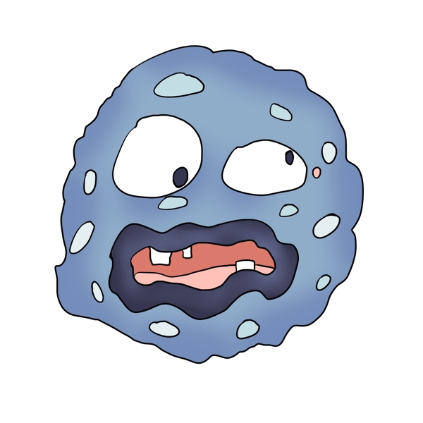 蓝色细菌拟人插画