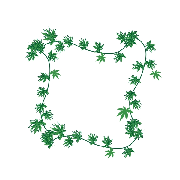 手繪植物邊框元素可商用