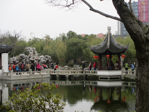 古漪園閣樓湖水閣樓圖片