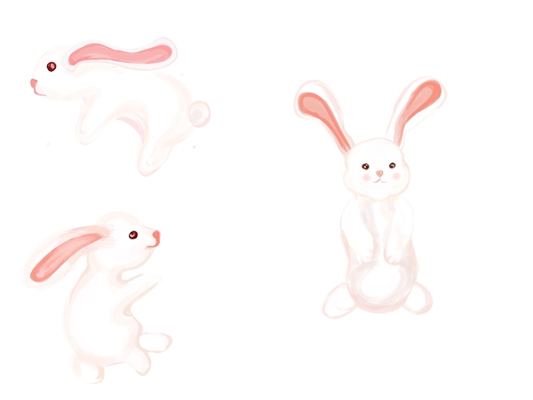 手绘小兔子透明素材