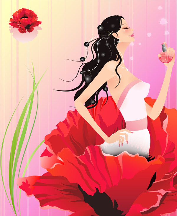 美女花朵