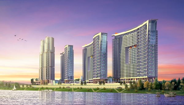 某海濱小區(qū)建筑效果圖PSD格式