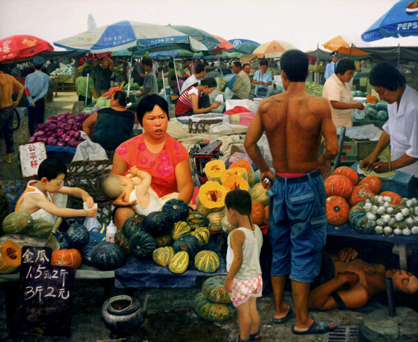 卖蔬菜的女性肖像画图片