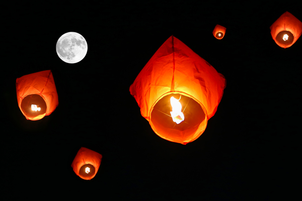 孔明灯灯笼传统节日背景素材