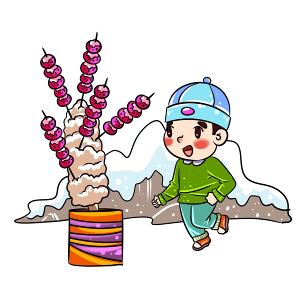 农历新年糖葫芦手绘插画