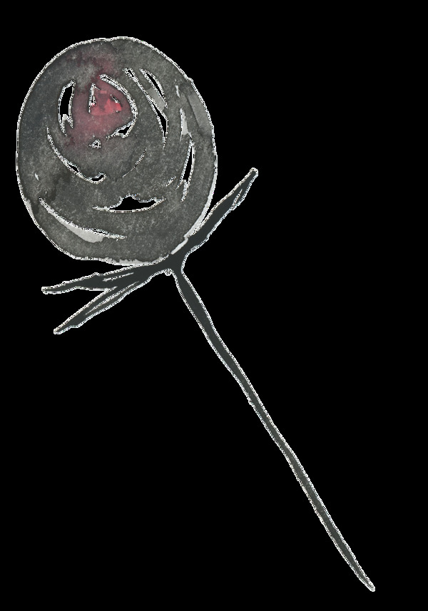 黑墨花束透明裝飾素材