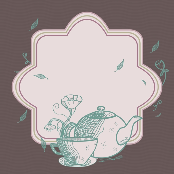 簡約手繪茶壺矢量背景素材