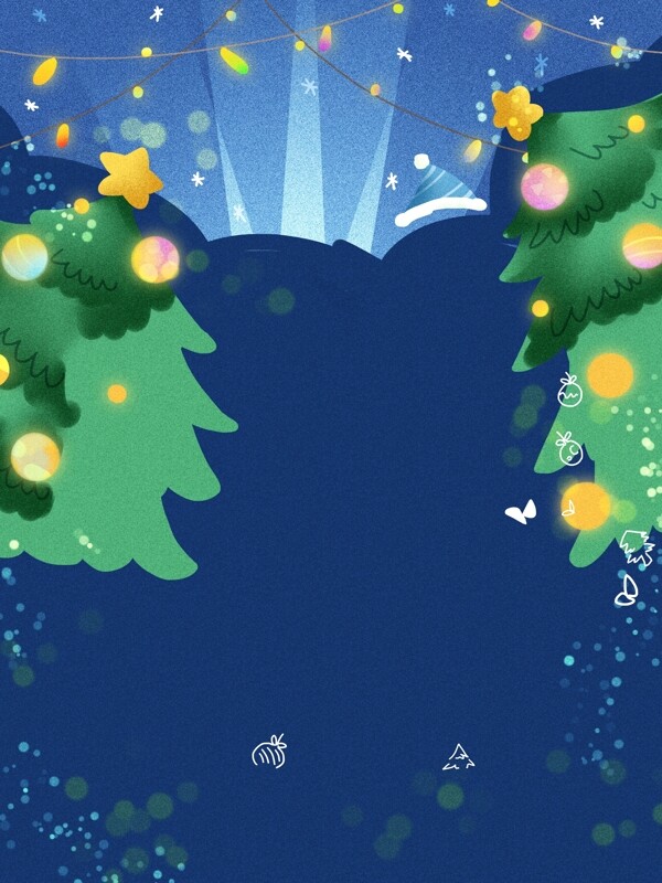 彩绘平安夜圣诞树背景设计