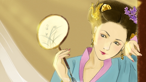 中国传统文化古代人物插画沉鱼落雁的女子