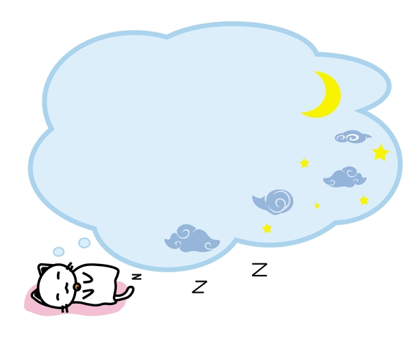 世界睡眠日素材可爱睡着做美梦的小猫矢量边框素材