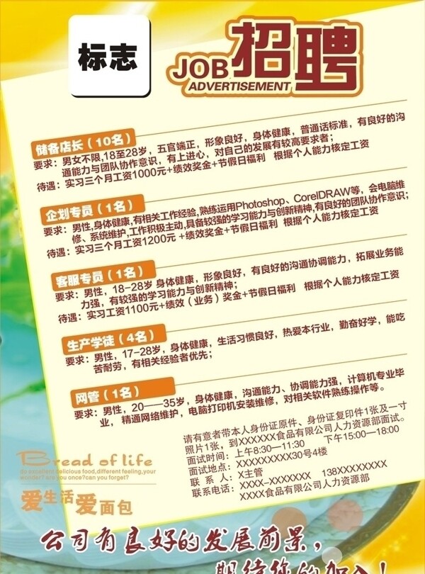 面包店招聘圖片