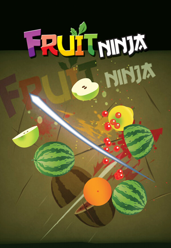 位图游戏水果忍者西瓜橙子免费素材