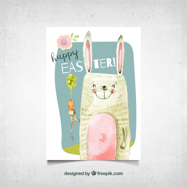 彩绘复活节兔子贺卡