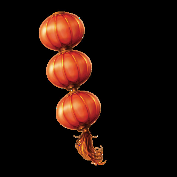 喜庆橙黄色连体灯笼节日元素