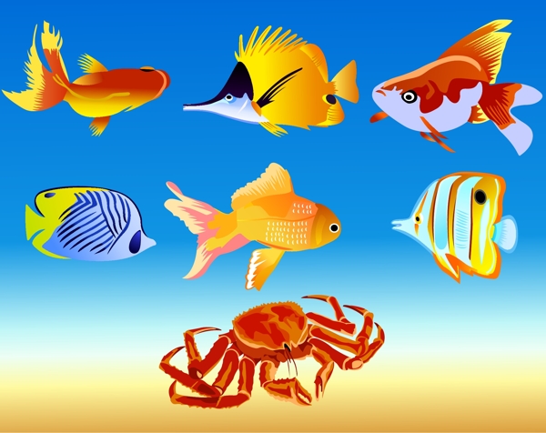魚和蟹向量
