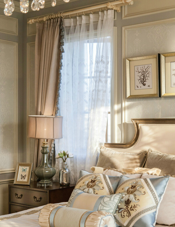欧式典雅时尚卧室纱窗装修效果图
