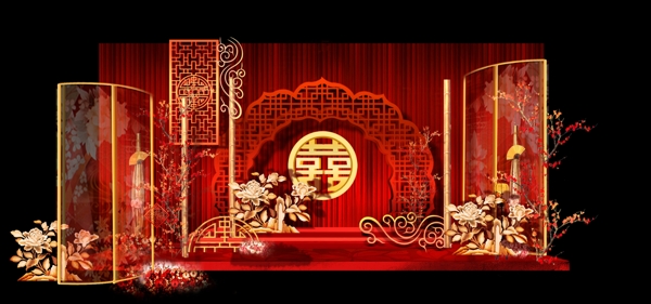 中式红金婚礼迎宾