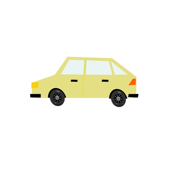 小汽车双排小型客车黄色四轮