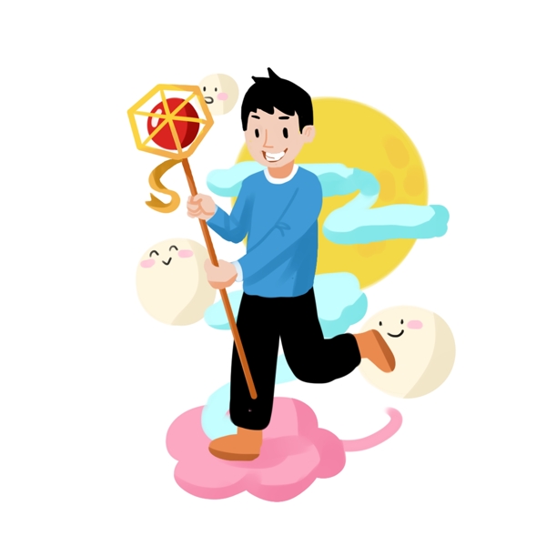 歡樂元宵手繪卡通人物PNG素材