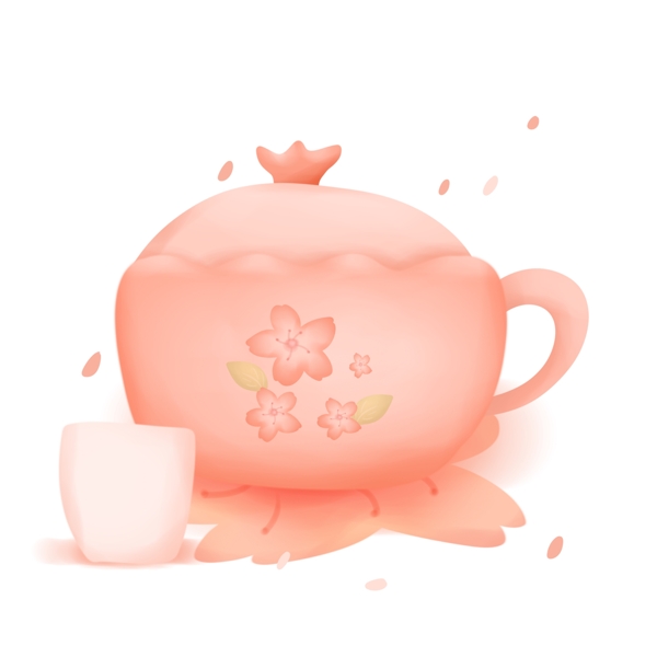 樱花季粉色水壶盖碗