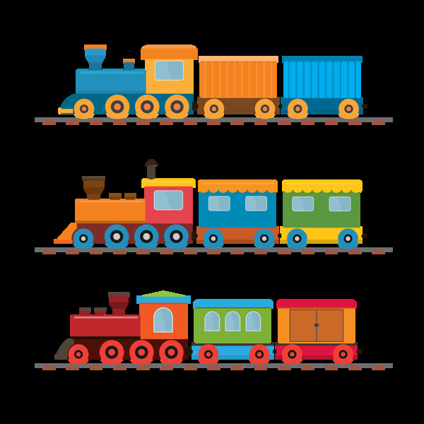 手绘彩色玩具火车免抠png透明图层素材